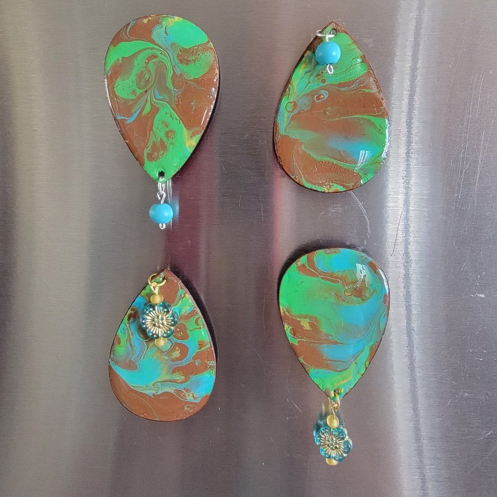 Acrylic Pour Magnets, handmade refrigerator magnets, one-of-a-kind- Fridge Art